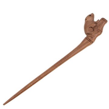 CrystalMood Handmade Carved Peachwood Chinese Zodiac Hair Stick 1 Rat